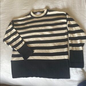 Zara Black and Cream Striped Sweater